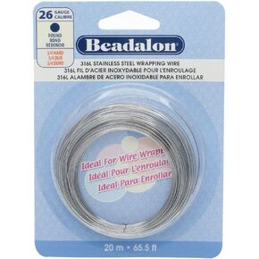 Beadalon Round Wire 316L Stainless Steel 26 Gauge, 20-Meter