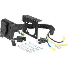 CURT 57604 Dual-Output 4-Way Flat Vehicle-Side to 6-Way Round Trailer Wiring Adapter