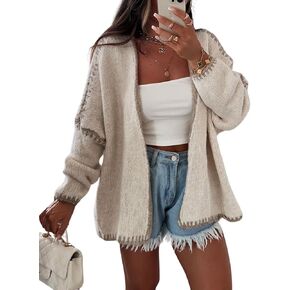 Arssm Women Oversized Cardigan Open Front Chunky Knit Cardigan Sweater Long Sleeve Drop Shoulder Fall Outwear