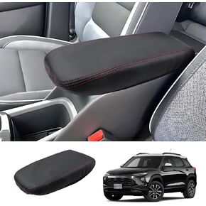 2021-2024 2025 Trailblazer Center Console Cover for Chevy Trailblazer (LT/LS/ACTIV/RS), Comfy Leather 2023 2024 Trailblazer Console Armrest Cover 2025 Chevy Trailblazer Accessories (Red-Line)