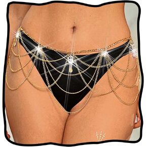 Jeweky Layered Crystal Belly Waist Chain Gold Rhinestone Sparkly Summer Beach Bikini Body Accessories for Women