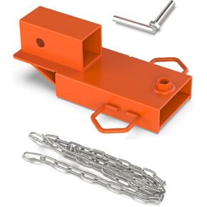 Universal Forklift Trailer Hitch Attachment, 2" Clamp-on Forklift Trailer Hitch Receiver Towing Adapter with Chain, Orange
