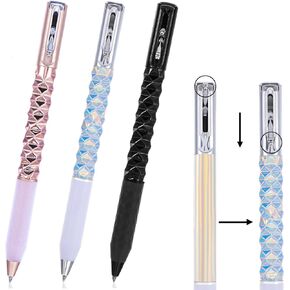 3Pcs Geometric Deformation Gel Pens, Metal Geometric Deformations Pen 0.5mm Fine Point Pens Retractable Anamorphic Quick Dry Neutral Pens for Writing and Drawing School Office Gifts