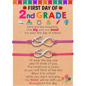 UPROMI First Day of Prek/Kindergarten/1st Grade/2nd Grade School Gift, Back to School Bracelet Mommy and Me Matching Infinity Heart Bracelets, Back to School Gifts for Girls