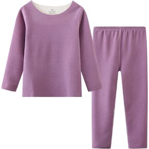 Jobakids Snug-Fit Double-Sided Brushed Thermal Underwear Set for Kids AB Surface Bottoming Slim-fit Series