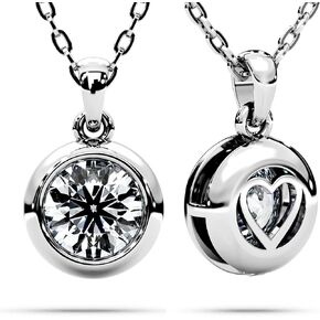 Moissanite Necklace for Women Solitaire Bezel Pendant Sterling Silver Lab Created Gem Jewelry for Her Gift for Mothers Day Wedding Anniversary Birthday to My Wife Daughter Mom Grandma Girlfriend