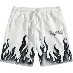 Men's Letter Graphic Drawstring Waisted Track Shorts Casual Workout Shorts with Pockets
