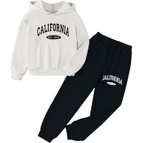 COZYEASE Girls' 2 Piece Outfits Graphic Cute Hoodie Sweatshirt and Sweatpants Sweatsuits Set