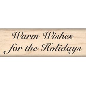 Stamps by Impression Christmas Rubber Stamp, Warm Wishes for The Holidays, .75" x 2.75", Wood Mounted