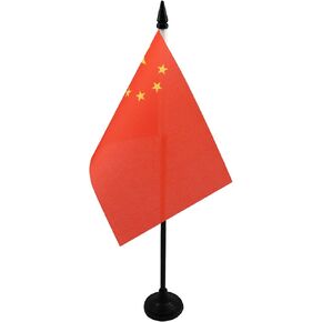AZ FLAG China Table Flag 4'' x 6'' - Chinese Desk Flag 15 x 10 cm - Black Plastic Stick and Base