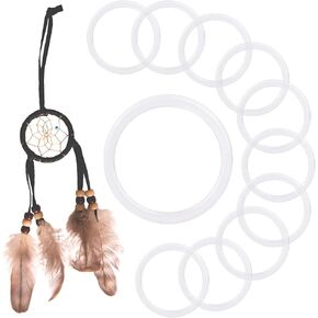 Framendino, 20 Pack 2 Inch Clear Plastic Dream Catcher Ring Round Floral Hoops Ring Circle Hook for DIY Crafts