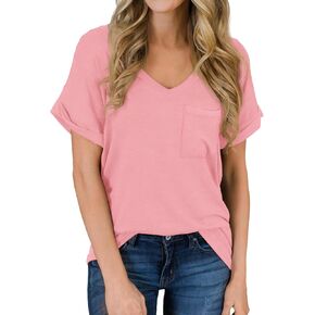 ATHMILE T Shirts Short Sleeve V Neck Tees for Women Fashion Tops Trendy Casual Summer Outfits Clothes 2024