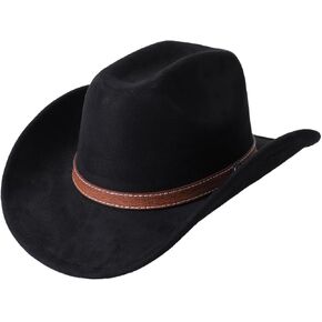 Western Cowboy Hat for Women Men Wide Brim Suede Cowgirls Hats