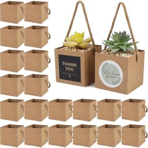 Temlum 40pcs Succulent Wrap Bags with Thank You & Let Love Grow Stickers, Succulent Gift Box Fits 2.5 Inch Pots Wedding, Baby Shower, Succulent Party Favors for Guests