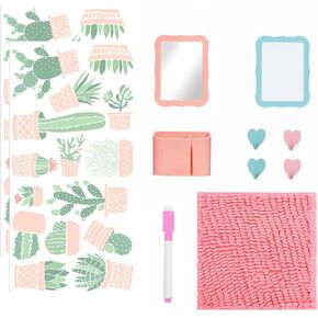 11 pcs Locker Decoration and Organizer Kit, Back to School Locker Accessories for School, Includes Wallpaper,Magnetic Mirror,Locker Rug,Magnetic Whiteboard,Marker,Hook,Magnetic Pencil Holder