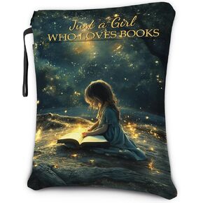 Fairy Book Sleeve with Zipper, Waterproof Book Cover, Washable Book Lover Gift for Teen Women Girl, Just a Girl Who Love Book.