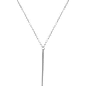Olbye Yfe Bar Pendent Necklace Long Vertical Necklaces Jewelry for Women Minimal Necklace (Silver)