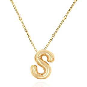 Bubble Letter Necklace for Women, Dainty Balloon Initial Necklaces 18 K Gold Plated Chain Alphabet Pendant for Wife Valentine Day Christmas Fashion Jewelry Gifts