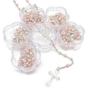 CLGIFT Set of 12 St Benedict Rosary Necklace for Baptism, Wedding, First Communion, Memorial, Religious Favor