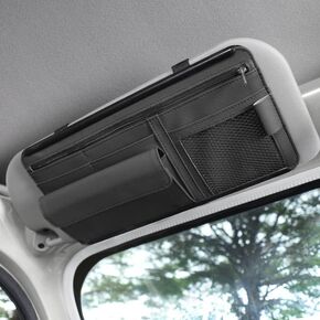JEYODA Car Sun Visor Organizer Auto Car Visor Pocket and Interior Accessories Car Storage Organizer with Multi-Pocket Net Zippers (Style 2-Black)