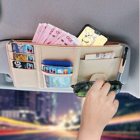 JEYODA Car Sun Visor Organizer Auto Car Visor Pocket and Interior Accessories Car Storage Organizer with Multi-Pocket Net Zippers (Style 2-Black)