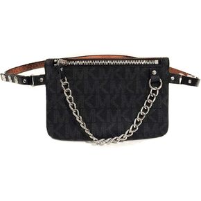 Michael Kors MK Fanny Pack Belt With Pull Chain,Black/Grey, Small in Saudi Arabia