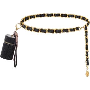 Navoky Waist Chain Bag Metal Belt Rhinestone Mini Coin Purse Belly Chain Pouch Removable Pack Adjustable for Women and Girls
