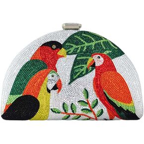 Boutique De FGG Women Crystal Parrot Evening Handbags Cocktail Prom Bird Clutch Bag Dinner Rhinestone Clutch Purses,Mini