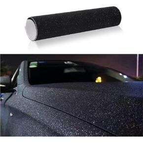 Blueshyhall Vinyl Wrap Vehicle Film Black Matte Diamond Air Release DIY Car Body Decals for Auto Motorcycle Bike Modification Sticker 78.7 in x 11.8 in