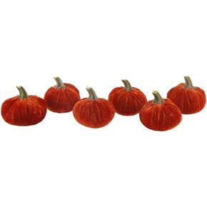 Flora Bunda Set of 6 Cream Velvet Pumpkins in Box, Cream