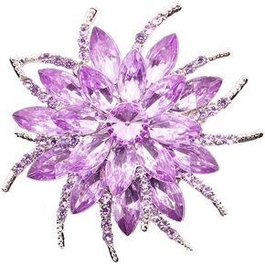 Urberry Crystal Flower Brooch Pin for Women Girls Brides (Light purple)