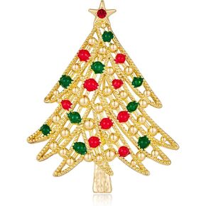 Christmas Brooch for Women Holiday Pin for Party Multi Color Christmas Tree Pins for Women Elegant Brooch for Christmas Gift