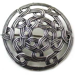 925 Sterling Silver Norse Viking Shield Brooches, Cloak, Shawl, Scarf Pin, Celtic Irish Vintage Jewelry