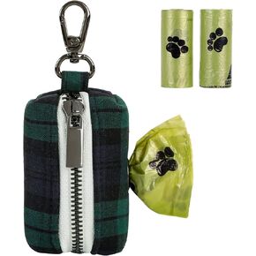 Unique style paws Dog Poop Bag Holder Reusable Waste Bag Dispenser for Travel,Park and Outdoor Use Includes 2 Roll Dog Poop Bags-Blueplaid
