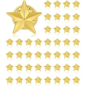 DISCAO 50/100/200/300/500 pieces small golden Star lapel pin Veterans Day Star pin Backpack Military Award pin Labor Day Fourth of July Memorial Day Star brooch costume decoration pins Clothes hats bulk