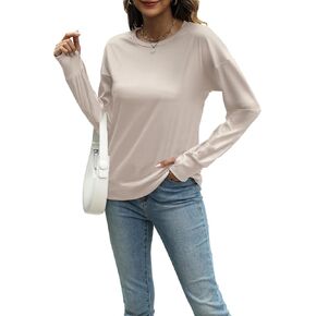 Sweatshirt for Women Tops Striped Roundneck Pullover Sweater Tee Loose Fit Long Sweater Shirt Thumbhole