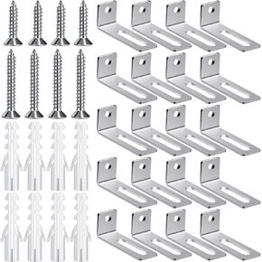 Oudain 20 Set Whiteboard Brackets Whiteboard Installation Hardware Kit Mounting Wall Hanging Brackets Include Hanger Supports, Screws, Expansion Tube for Hanging School Office Supplies,1.26x0.47in