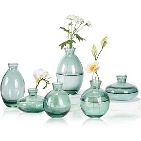 Mini Bud Vases As Wedding Centerpieces for Tables,Clear Bud Vases for Flowers,Small Flower Vases Suitable for Birthday Party,Anniversary,Wedding Reception,Baby Shower (Amber, 3PCS)