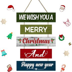 Christmas Wall Decor Hanging Sign Wooden Wall Decor Plaque Winter Xmas Decoration for Fireplace Farmhouse Door Window Holiday Decor (5 Pieces)