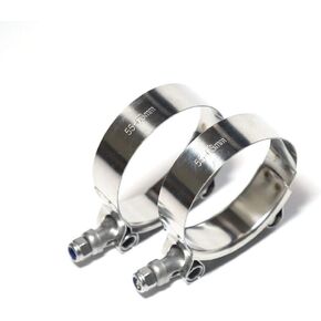LTI Working Range 55mm-63mm T-Bolt Clamps High PSI Premium Quality Full 304 Stainless Steel Turbo Intercooler Hose For 2" ID Hose (2 Pack)