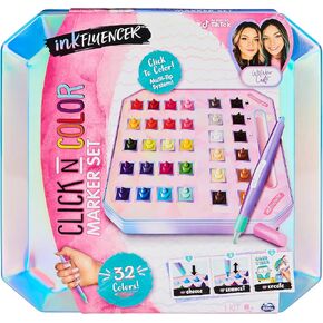 We Wear Cute Click N Color Marker Set, Activity Kit With 32 Click-on Marker Tips