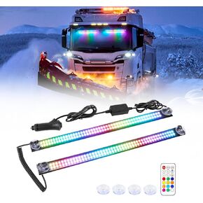 OPP ULITE Dash Led Strobe Lights 2 in 1 Dream Color RF Remote Control 15 Flashing Mode, 192pcs-Led Warning Hazard Safety Interior Front Rear Windshield Emergency Light for Trucks Construction Vehicles
