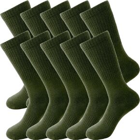 5 Pairs Military Socks Warm Army Military Crew Socks Green Military Boot Socks for Men Women Working Outdoor Activities