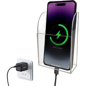 Pansyling Large Acrylic 3-Slot Wall Mounted Smart Phone Charging Holder Station Clear Hanging TV Remote Controls Holder Media Organizer Wall Pansyling in Saudi Arabia