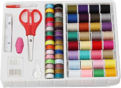 64Pcs Bobbins Sewing Thread Kits,32pcs Assorted Colors Size A Class 15 60WT Prewound Bobbins Thread and 32 Colors Machine Thread in Kuwait