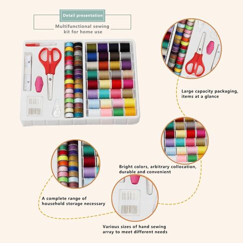 64Pcs Bobbins Sewing Thread Kits,32pcs Assorted Colors Size A Class 15 60WT Prewound Bobbins Thread and 32 Colors Machine Thread in Kuwait