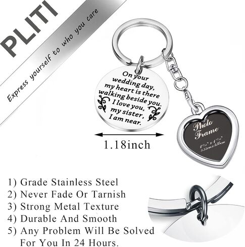 PLITI Bride Wedding Memorial Gift Bridal Bouquet Photo Charm Family Member Lost Remembrance Piece Wedding Memorial Bouquet Charm Photo Sister Wedding Memorial Gift in Saudi Arabia