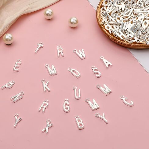 130 Pcs/5 Sets Letter Charms, Alphabet ABC Charms Capital A-Z Initial Metal Charms Bracelets Necklaces Crafts Pendants for DIY Jewelry Making in Saudi Arabia