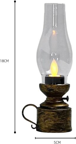 1 Pc Led Flame Hurricane Lantern, Battery Operated Warm White Kerosene Lantern Lamp for Indoor/Outdoor/Patio/Balcony/Garden Decoration, Brass Color in Saudi Arabia