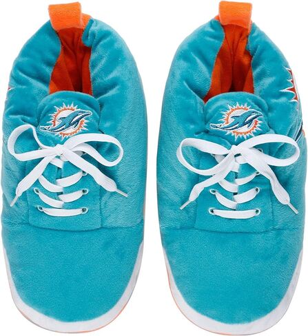 FOCO Mens NFL Team Logo Plush Oversized Sneaker Slippers in Kuwait